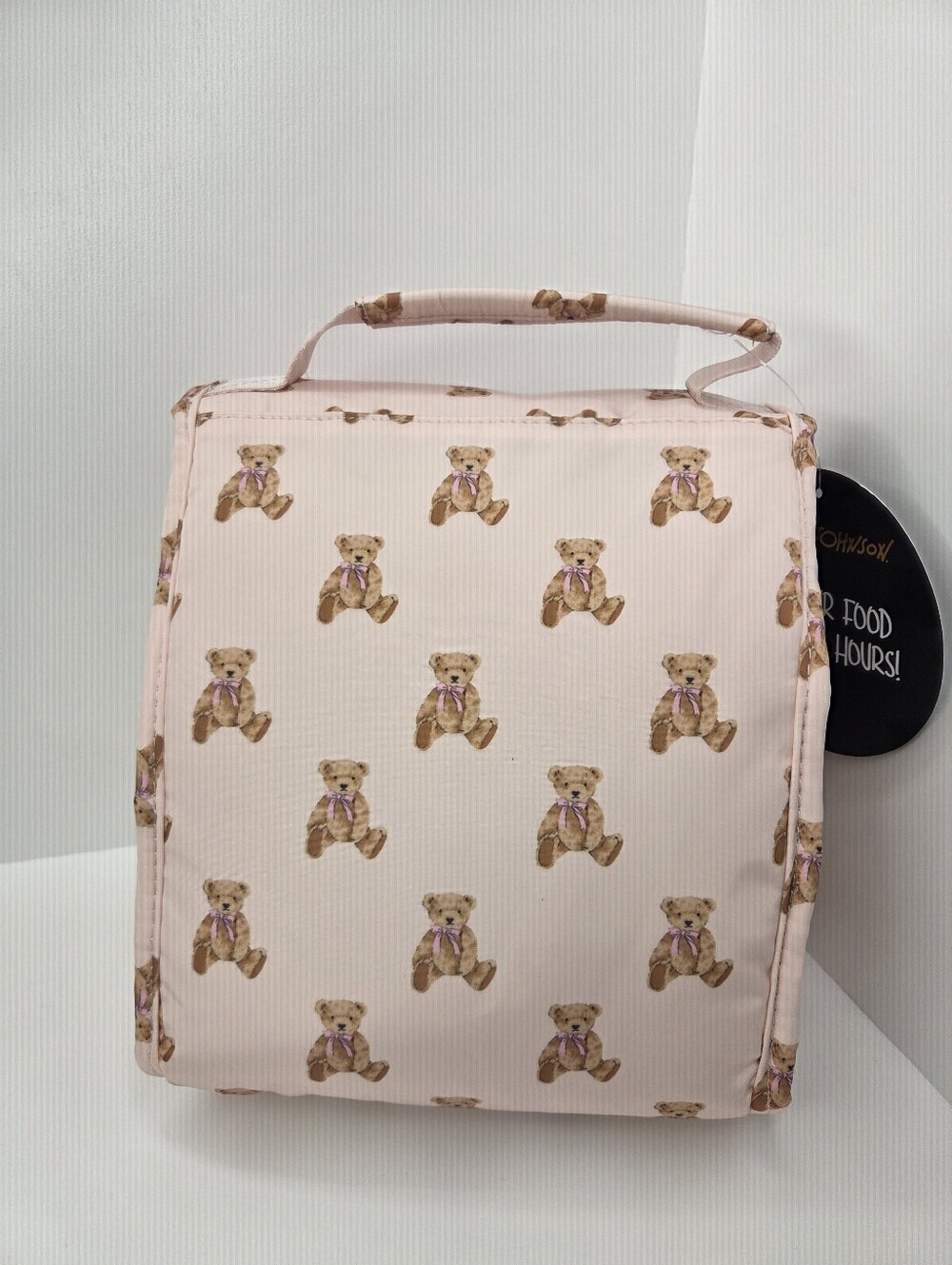🧸▪️ Betsey Johnson ▪️light Pink Teddy Bear Print Flap Lunch tote Bag - Picture 4 of 6